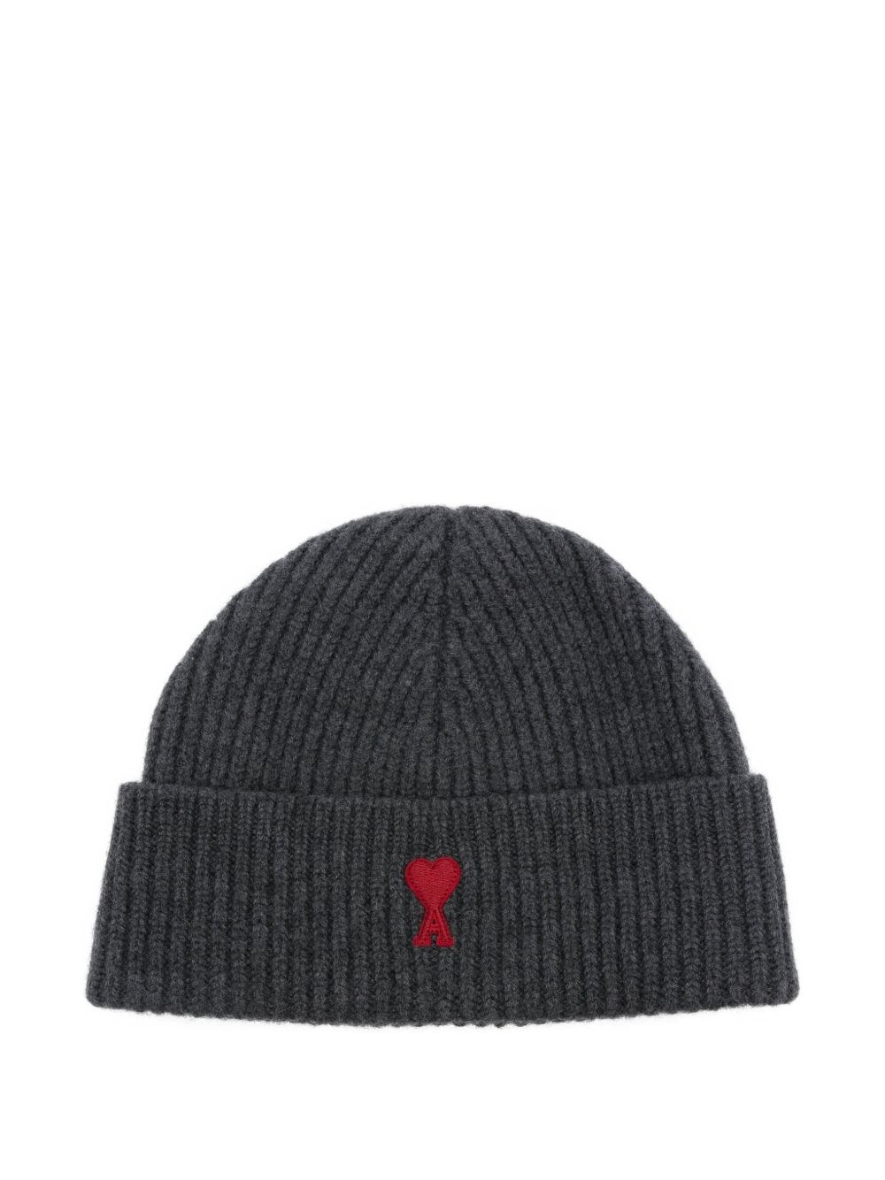 Ami Alexandre Mattiussi Ami Paris Ami De Coeur Wool Beanie In Gray