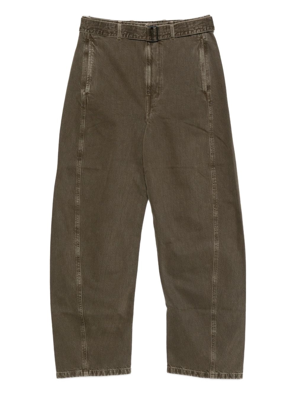 Lemaire Green Denim Trousers With Belt Women In Green