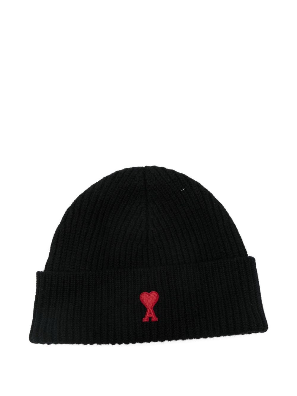 Ami Alexandre Mattiussi Ami Paris Women Ami De Coeur Wool Beanie In Black