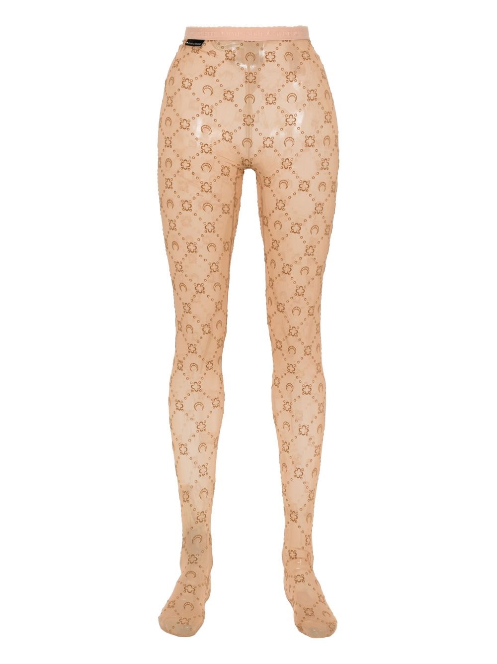 Marine Serre Signature Moonogram Footed Mesh Tights In Neutral