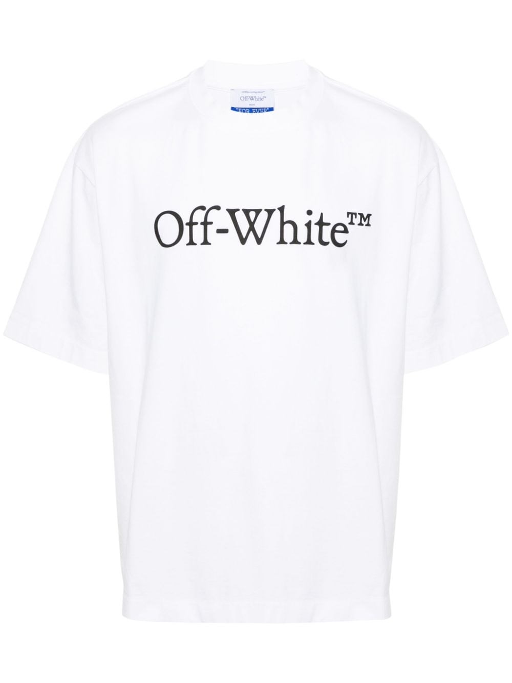 Off-white Oversized White T-shirt With Contrasting Logo Print In Cotton Man In White