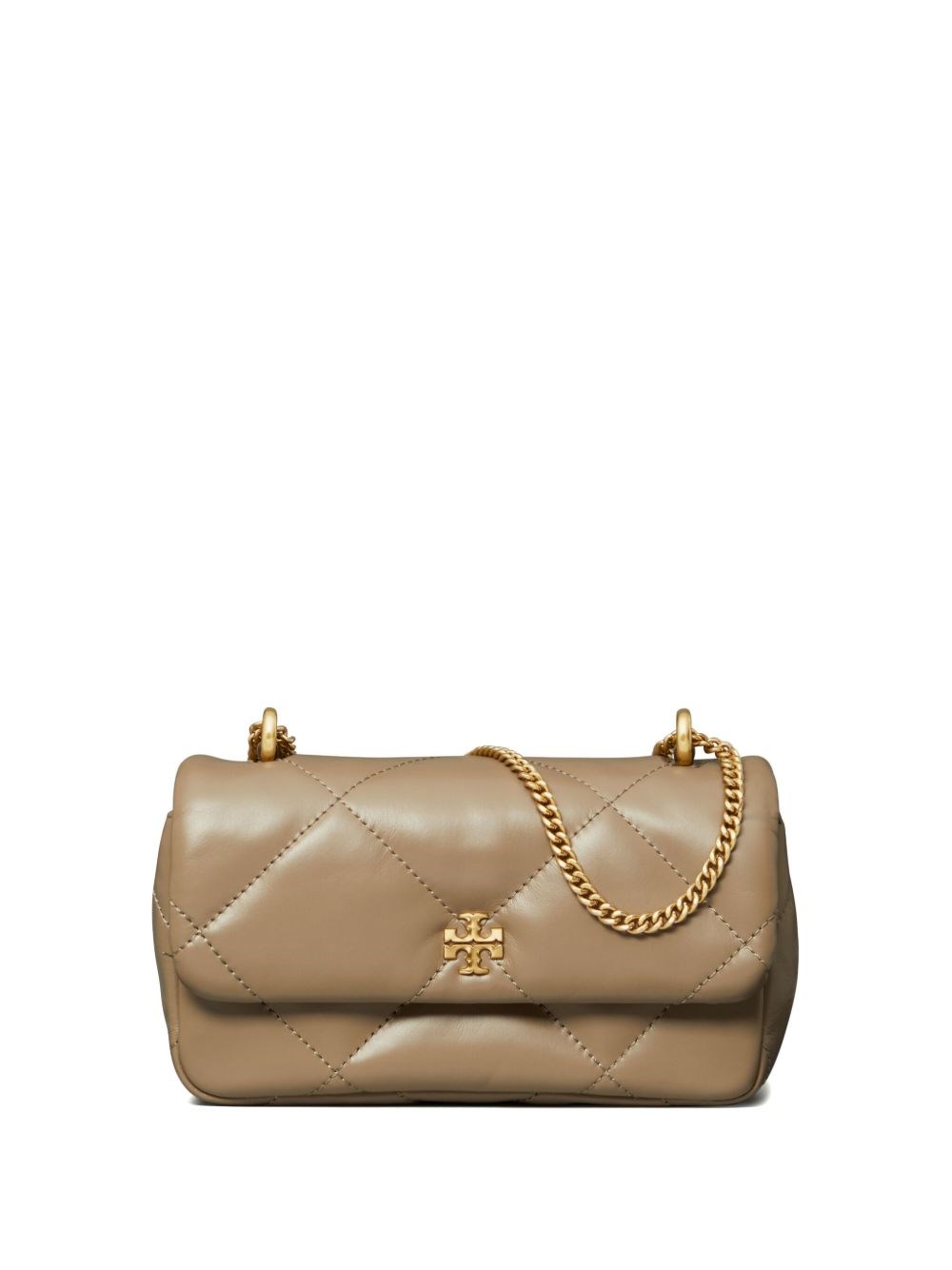 Tory Burch Cappuccino Leather Mini Kira Shoulder Bag In Gray