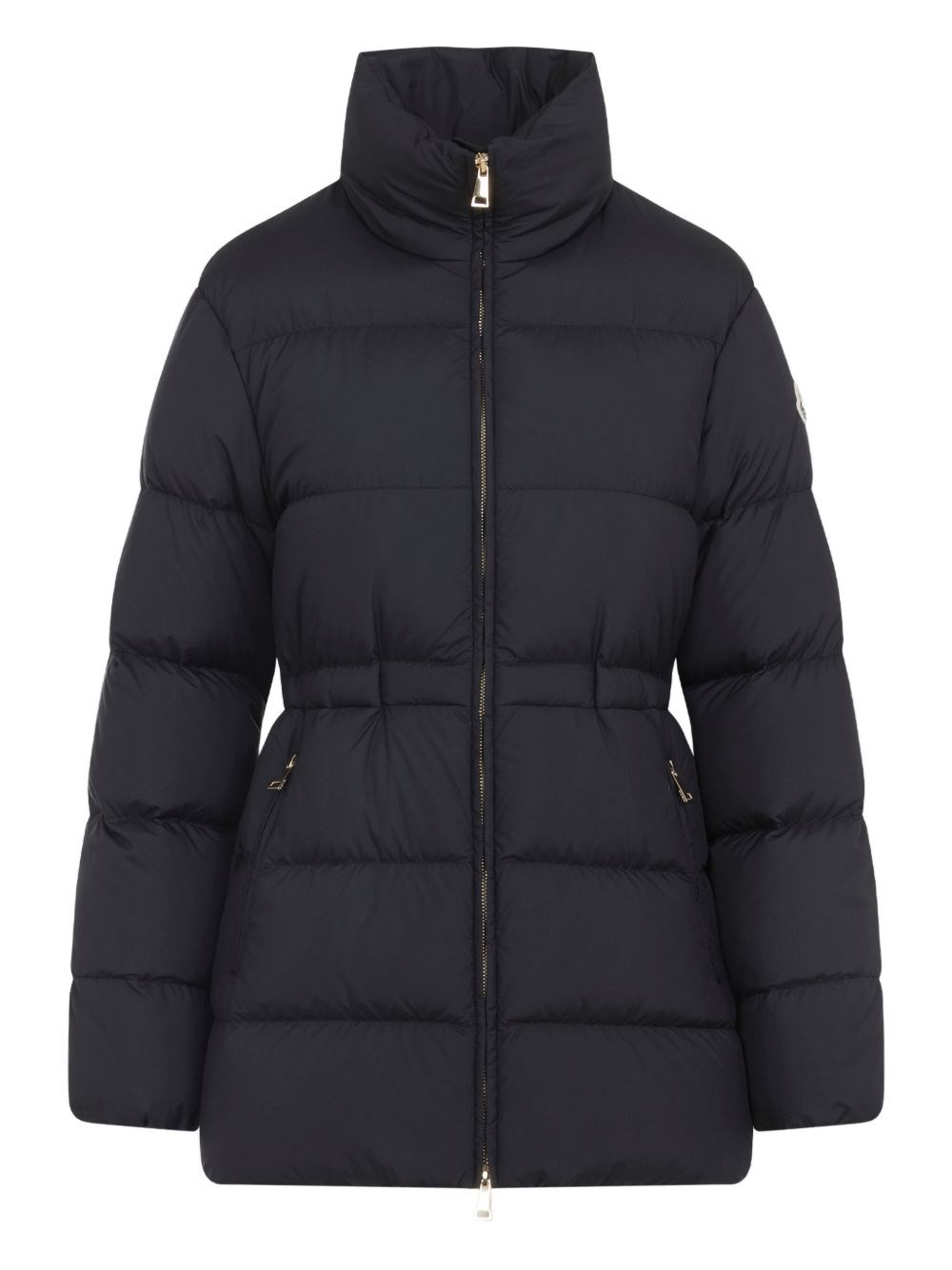 Moncler Quilted Jacket With High Collar And Pockets In Blue
