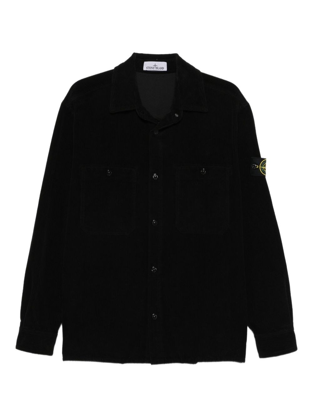 Stone Island Comfortable Overshirt With Pockets And Press Studs In Black