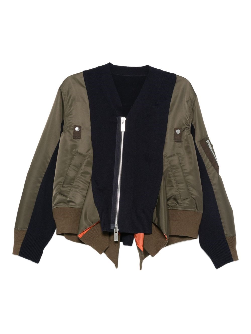 Sacai Cotton And Nylon Cardigan In Green