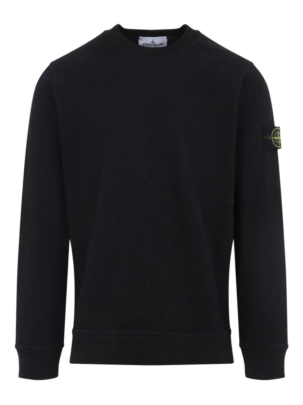 Stone Island Logo-detail Crew-neck Sweatshirt In Black