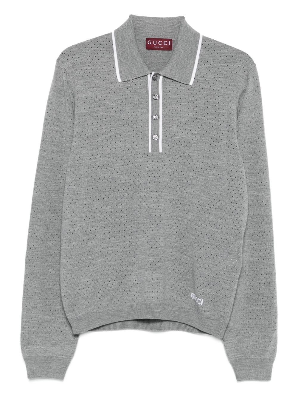 Gucci Wool Long Sleeves Polo Shirt In Gray