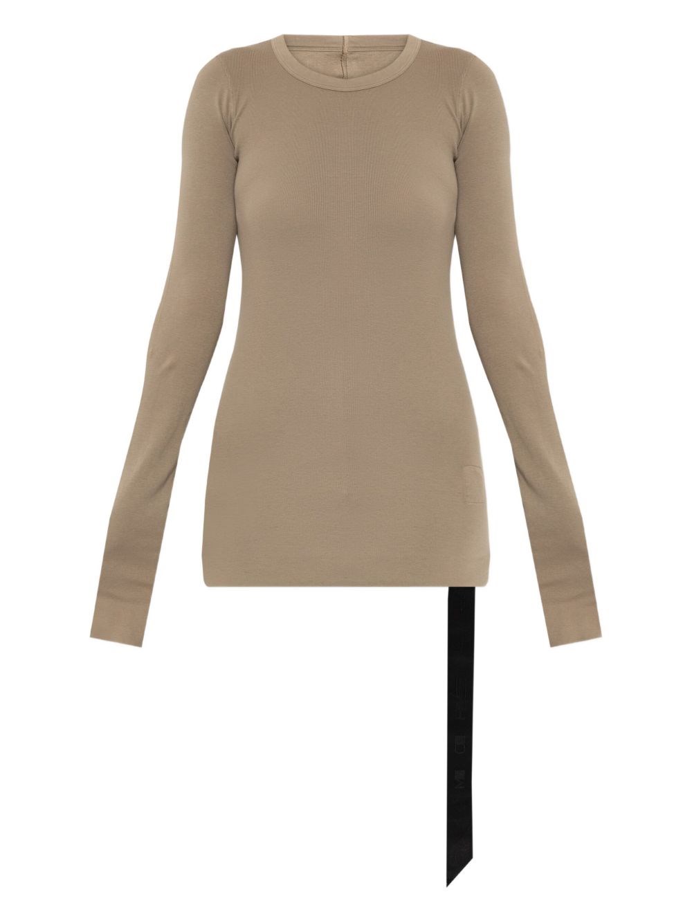 Rick Owens Drkshdw Asymmetric Hem Long Sleeve Ribbed Top In Brown