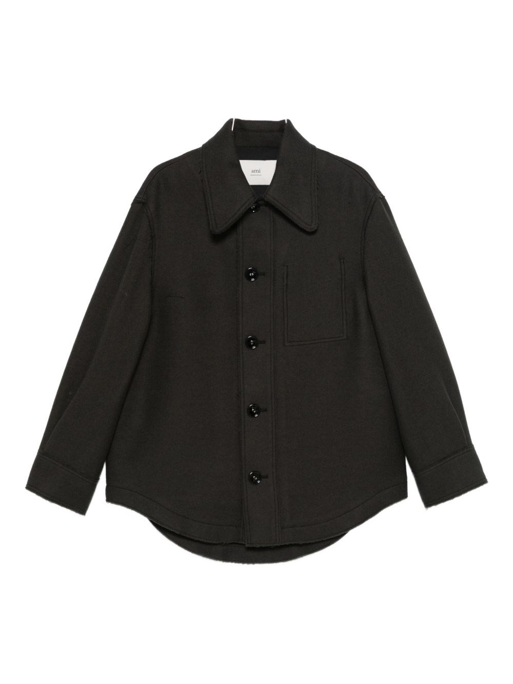 Ami Alexandre Mattiussi Ami Paris Anthracite Grey Wool Shirt With Pockets In Black