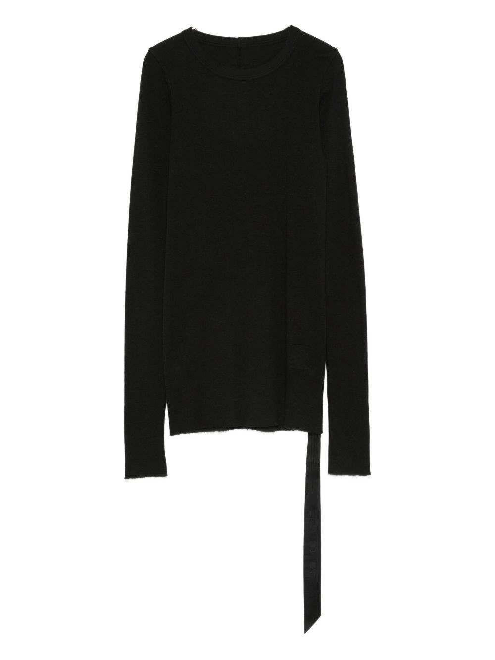 Rick Owens Drkshdw Long Sleeve Ribbed Top With Asymmetric Detail In Black
