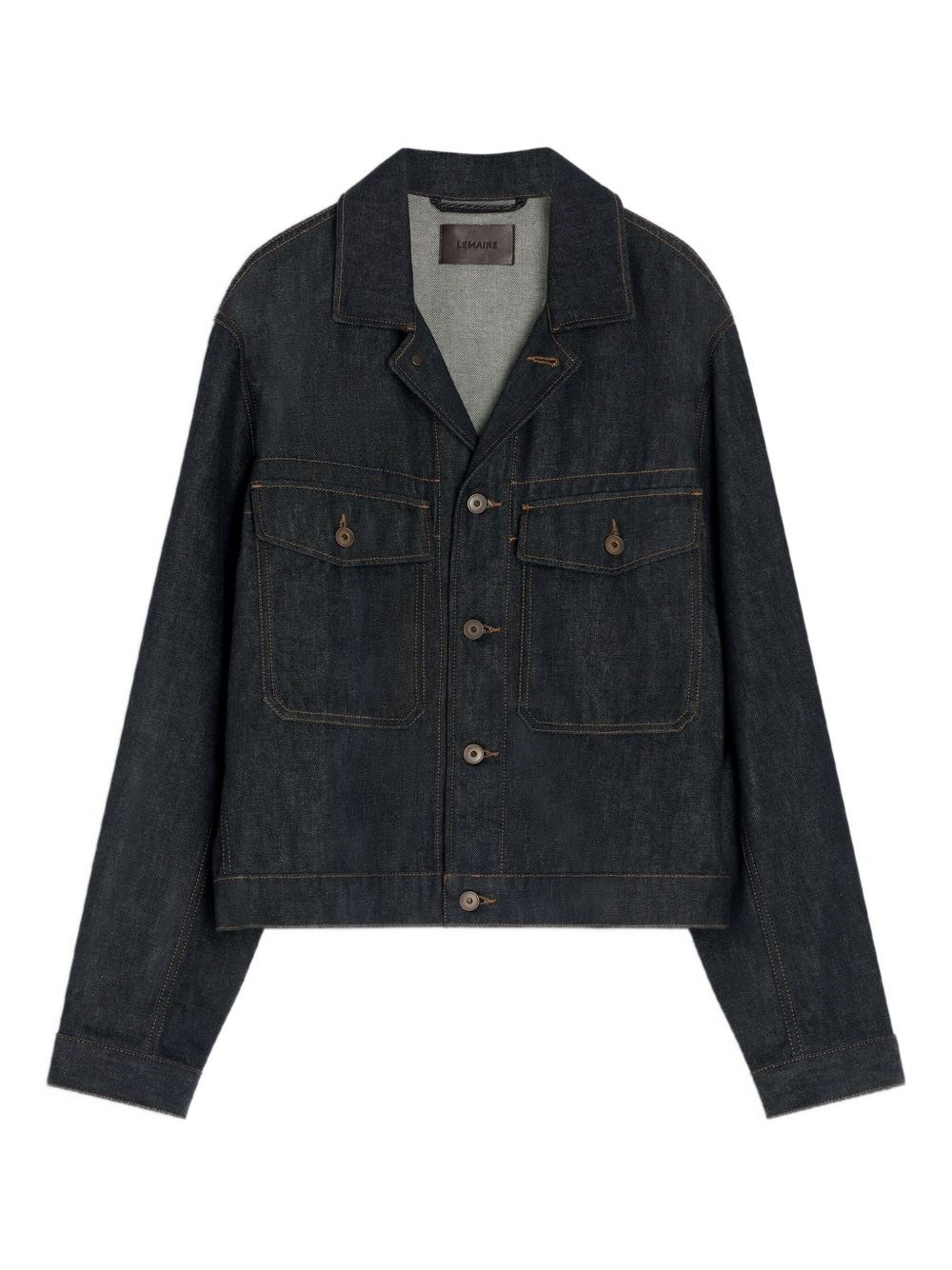 Lemaire Patch-pocket Denim Jacket In Gray