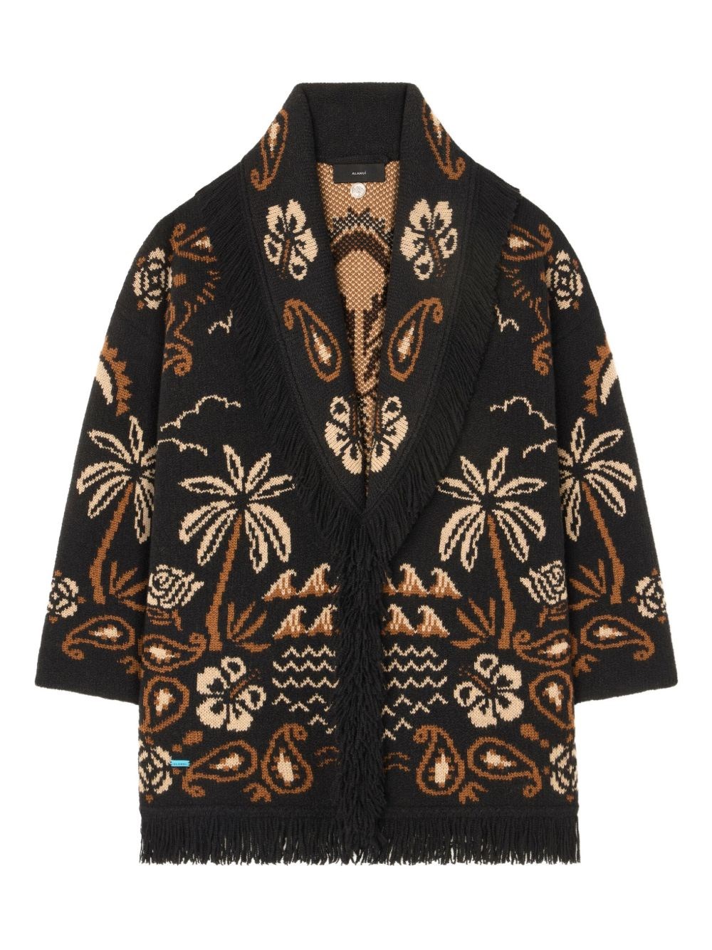 Alanui Glimpse Of Eden Wool And Cashmere Cardigan In Black