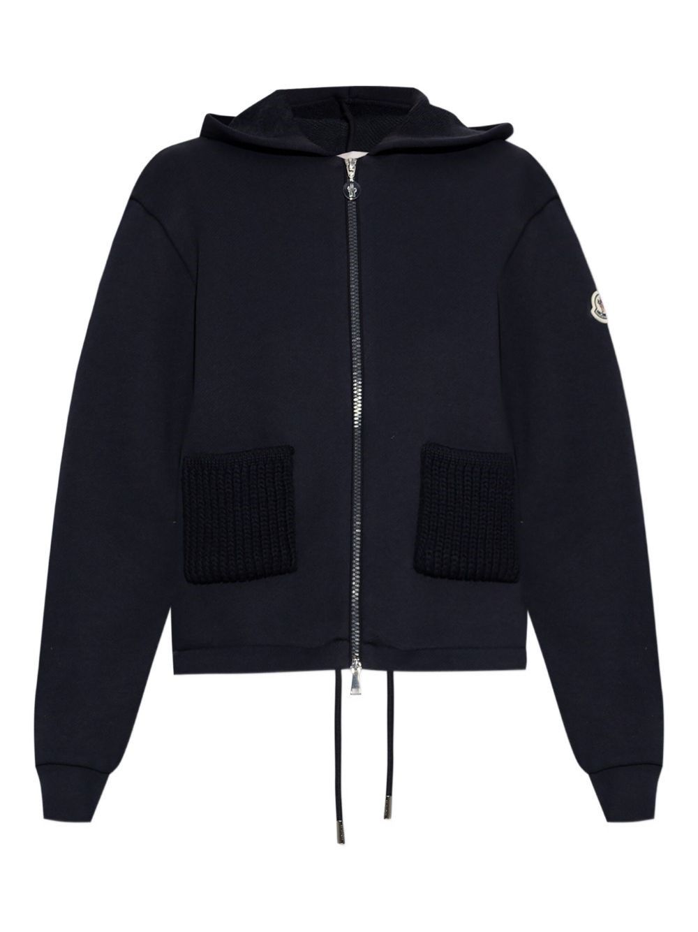 Moncler Logo Zipped Hoodie In Blue