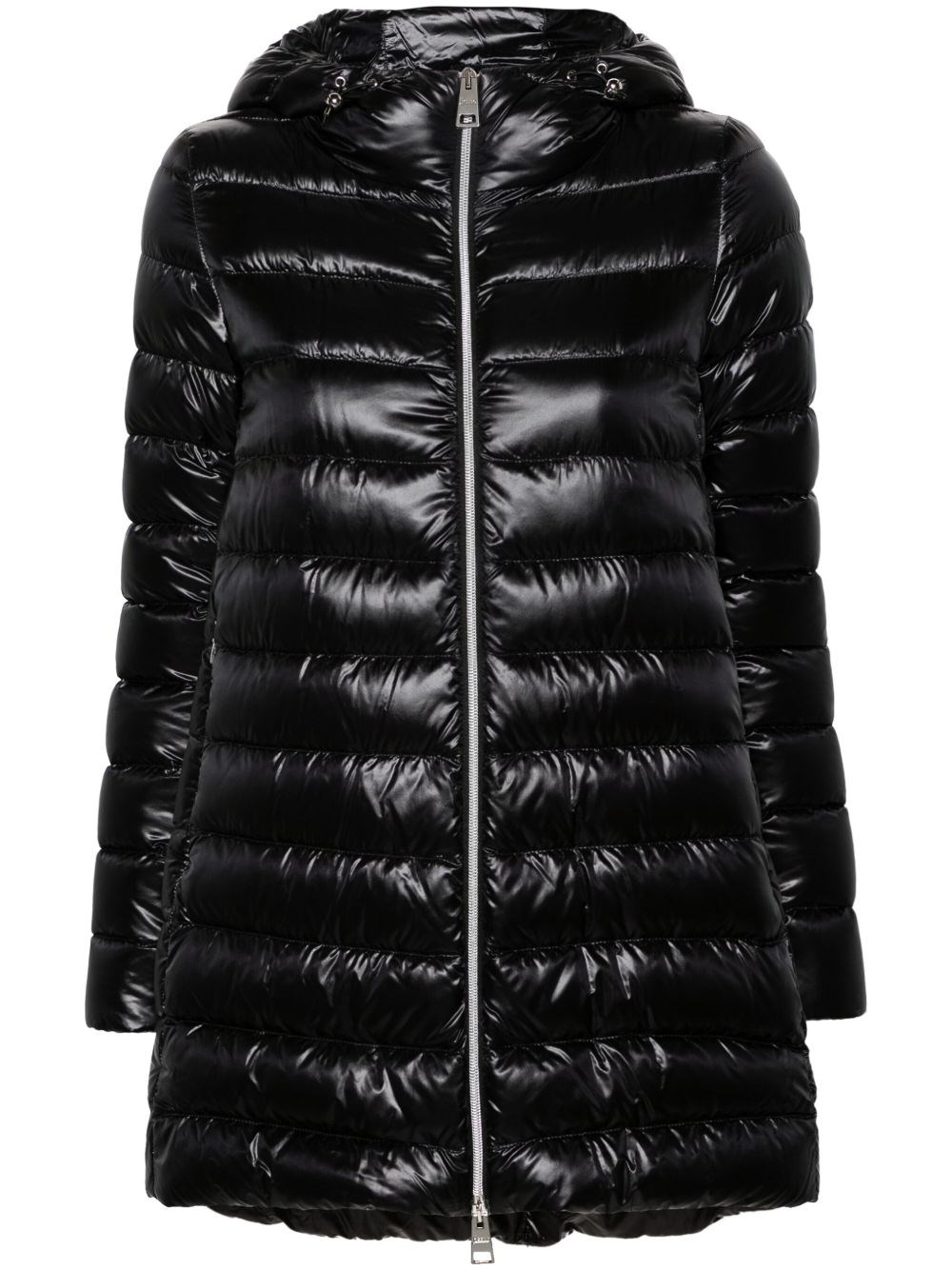 Herno A-shape Midi Down Jacket In Black