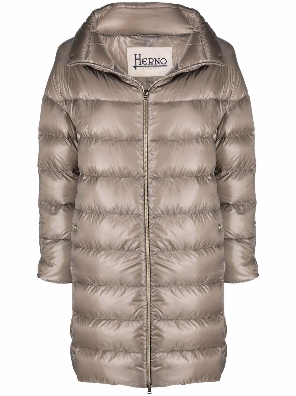 Herno Matilde Midi Down Jacket In Gray