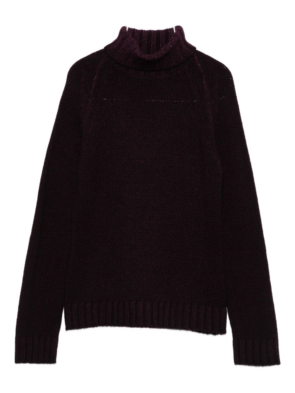 Base Turtleneck Ribbed Sweater In Red