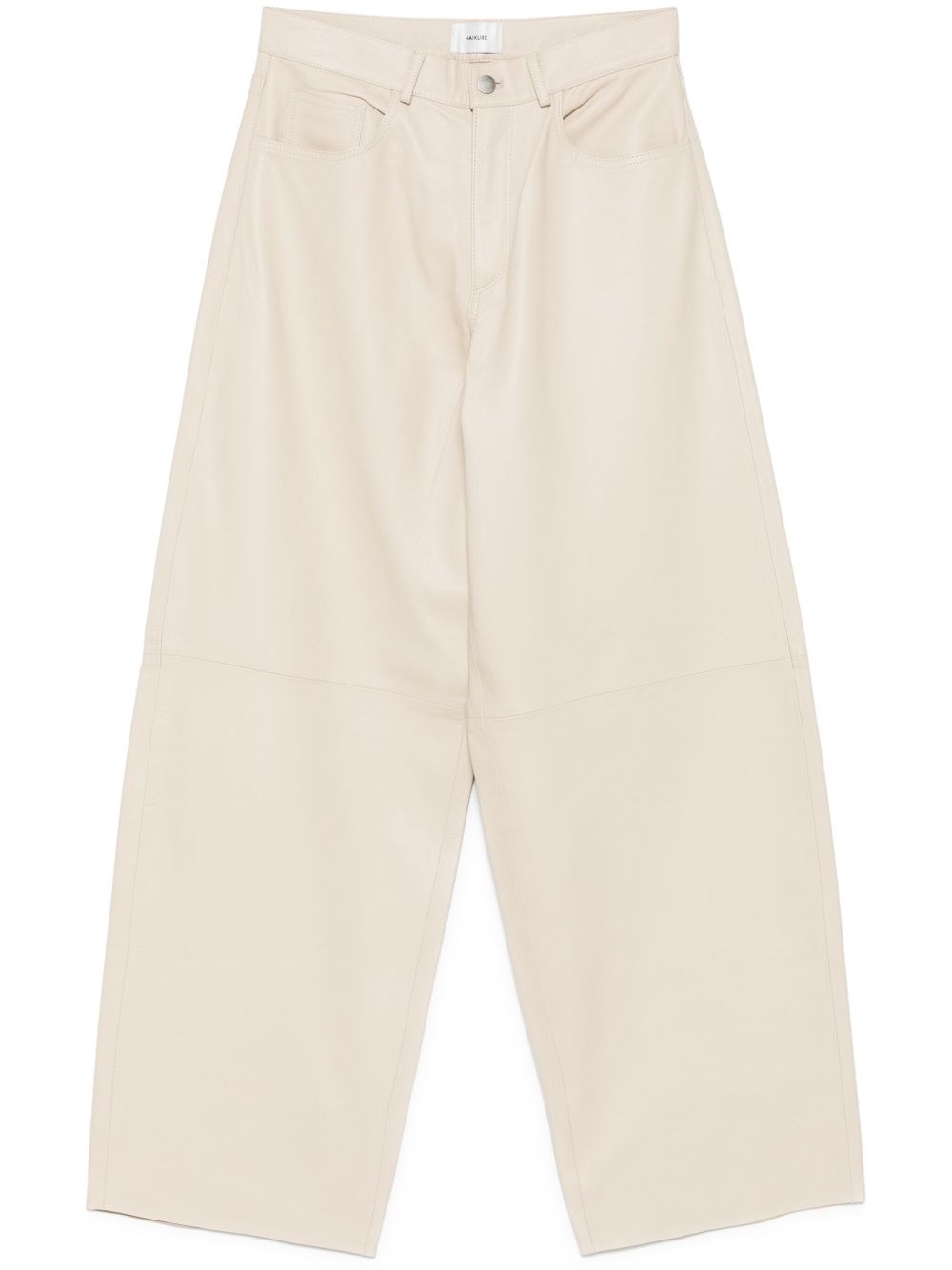 Haikure Wide Leg Leather Trousers With Belt Loops In Neutral