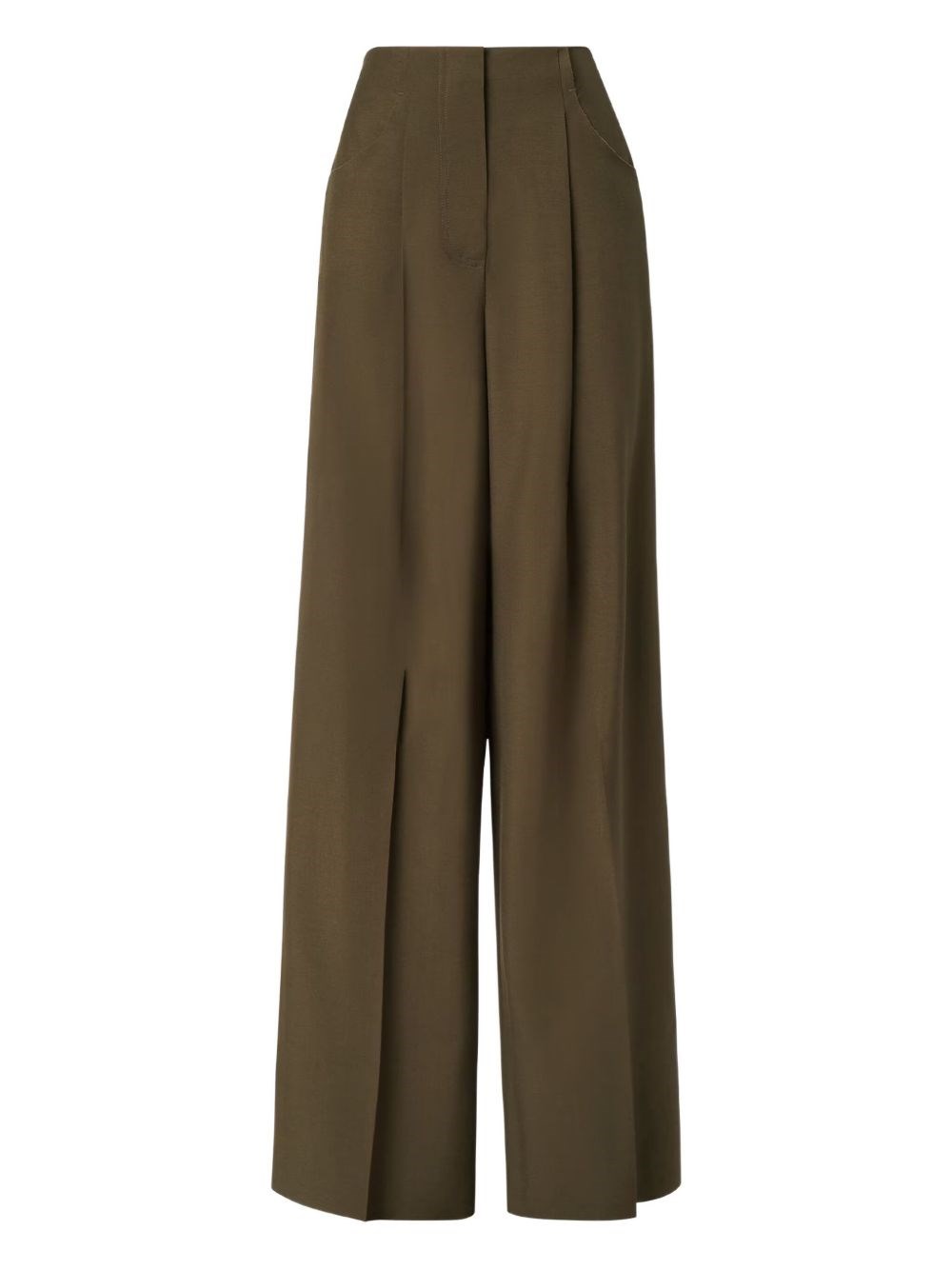 Fendi Wide Fit Pants In Wool And Mohair In Green