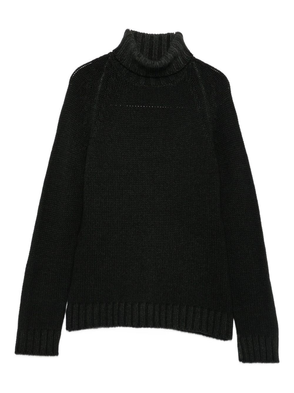 Base Turtleneck Ribbed Sweater In Green