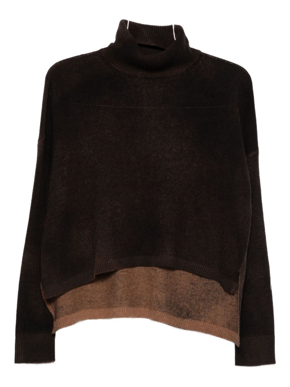 Base Turtleneck Layered Sweater In Brown