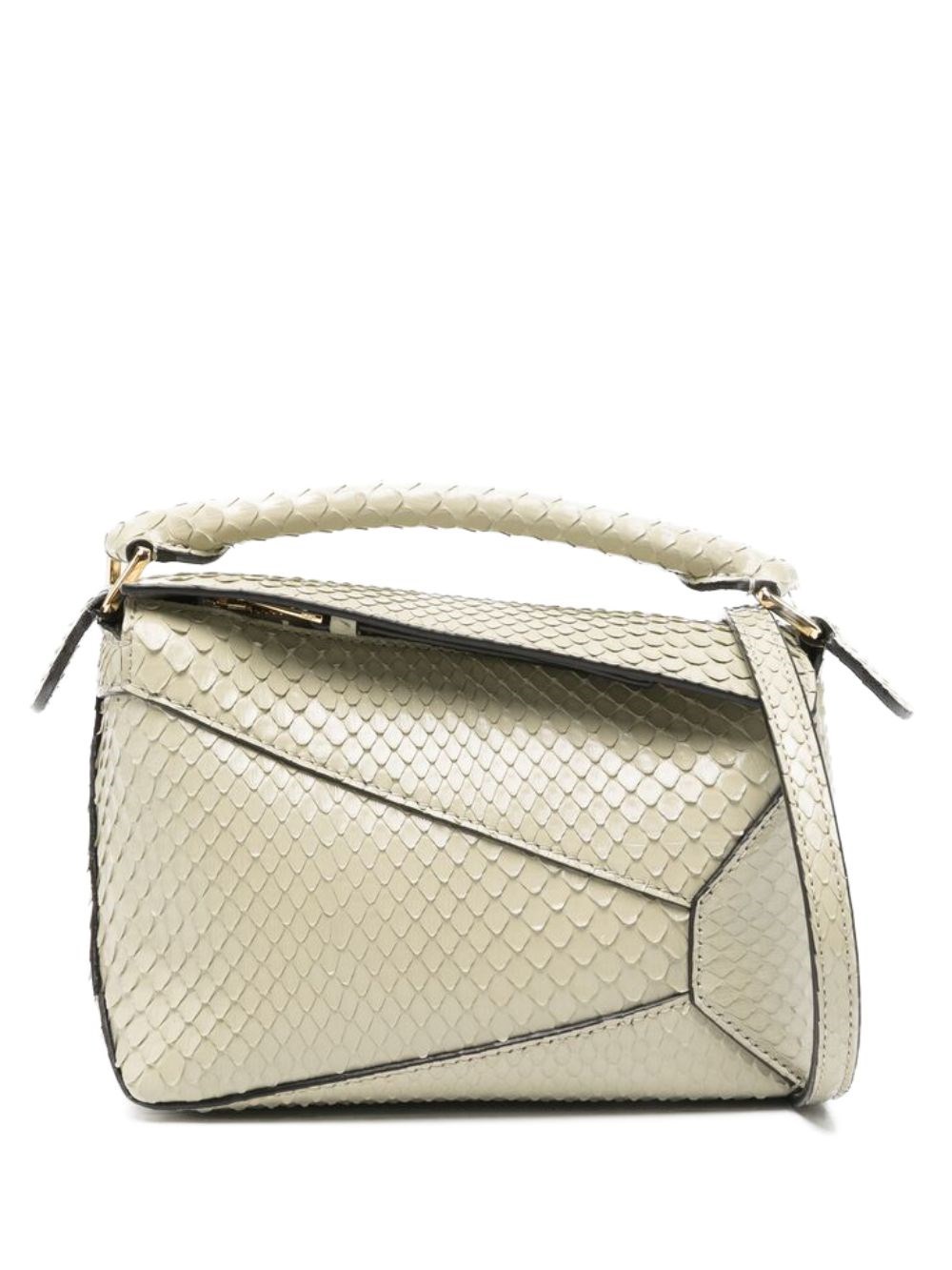 Loewe Puzzle Edge Mini Leather Handbag In Green