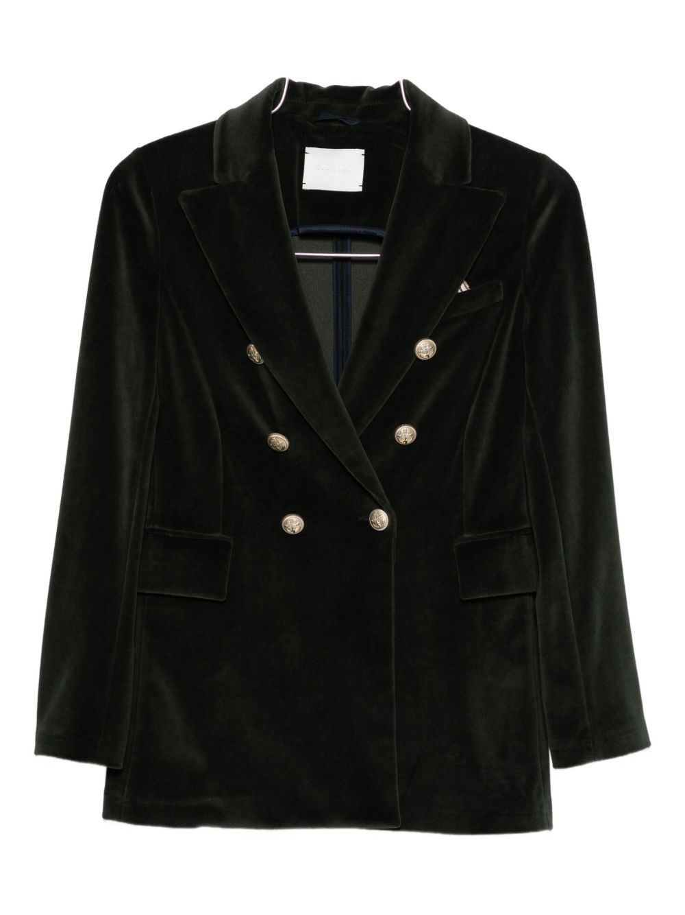 Circolo 1901 Double-breasted Cotton Jacket Featuring Pockets In Green