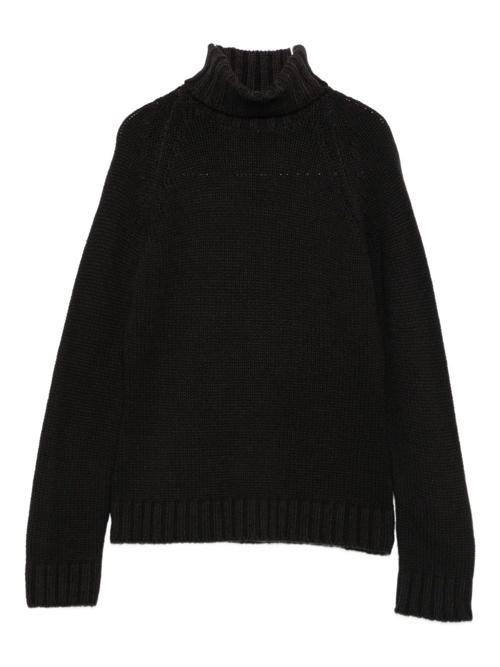 Base Turtleneck Ribbed Sweater In Brown