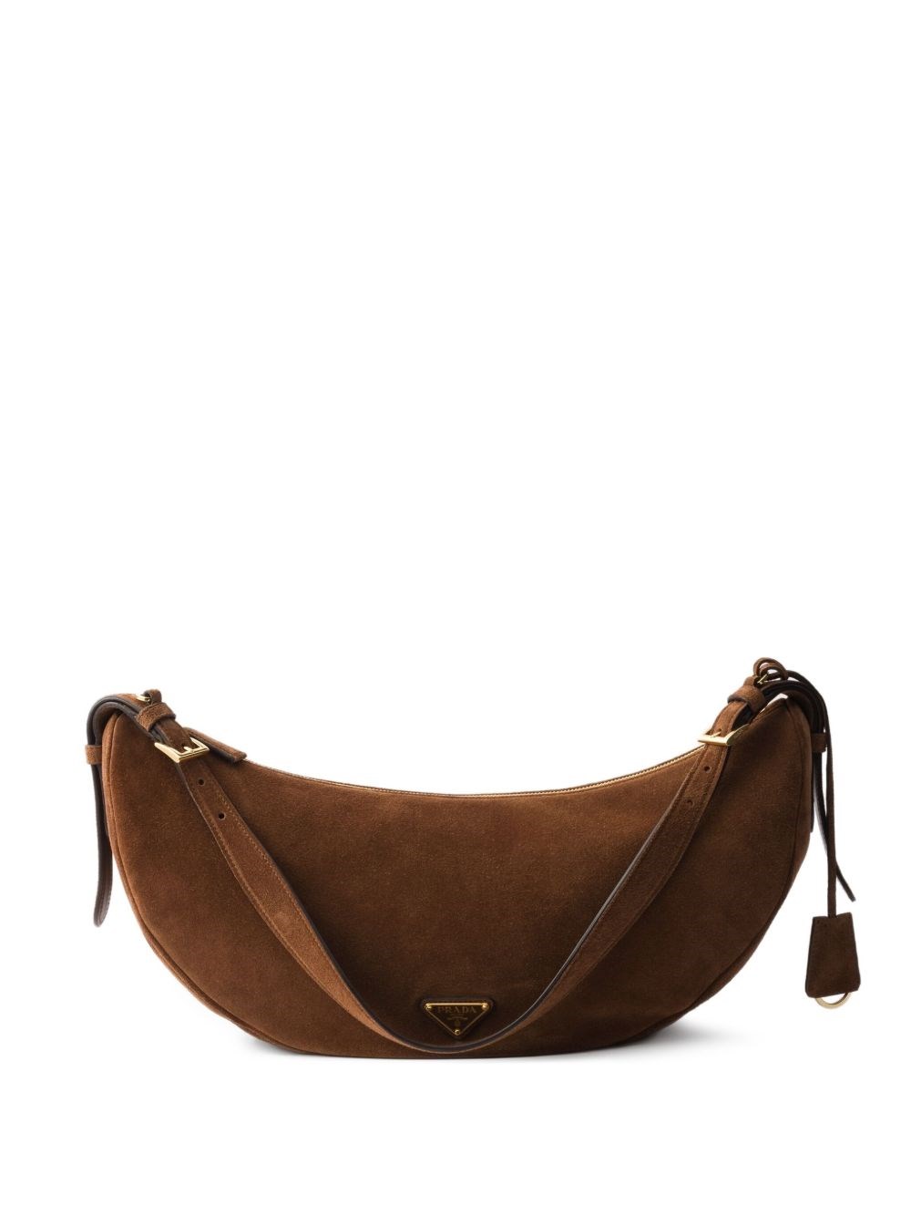 Prada Demi-Lune Large Suede Leather Shoulder Bag
