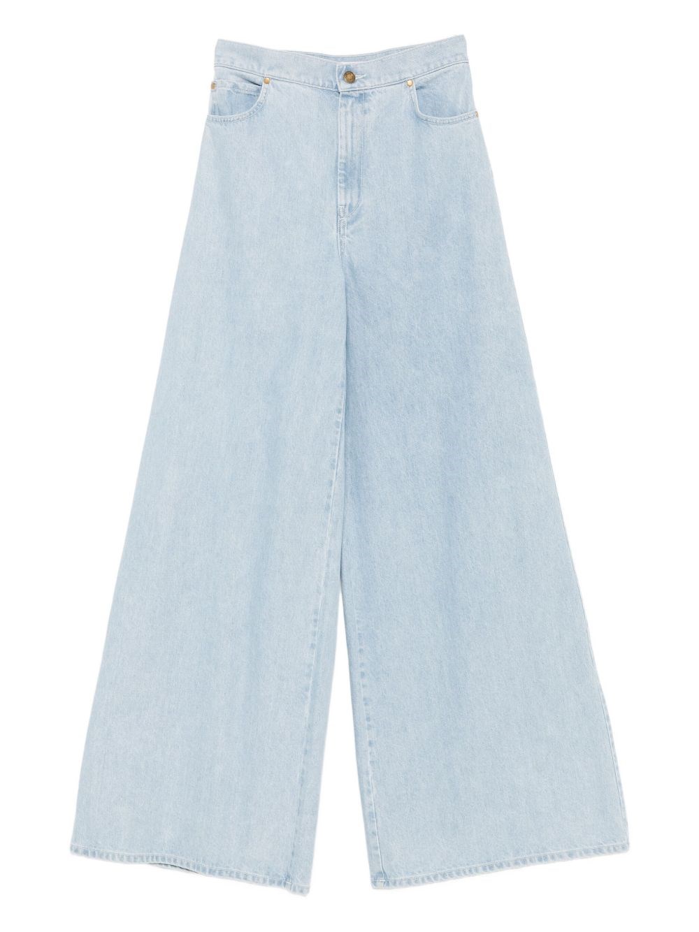 Max Mara Wide-leg High-waisted Light Blue Denim Trousers In Blue