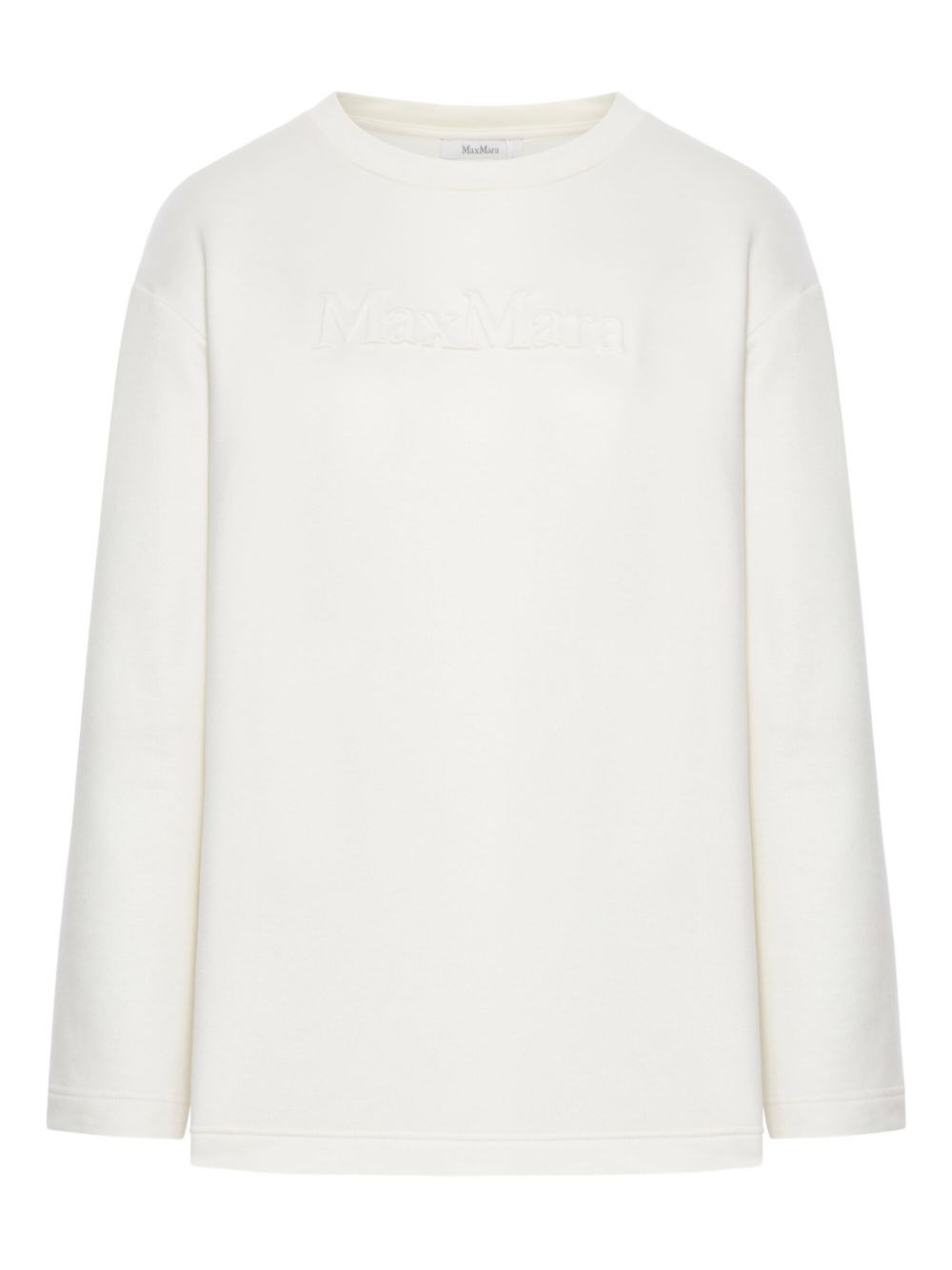 Max Mara Crewneck Cotton Sweatshirt With Long Sleeves In White