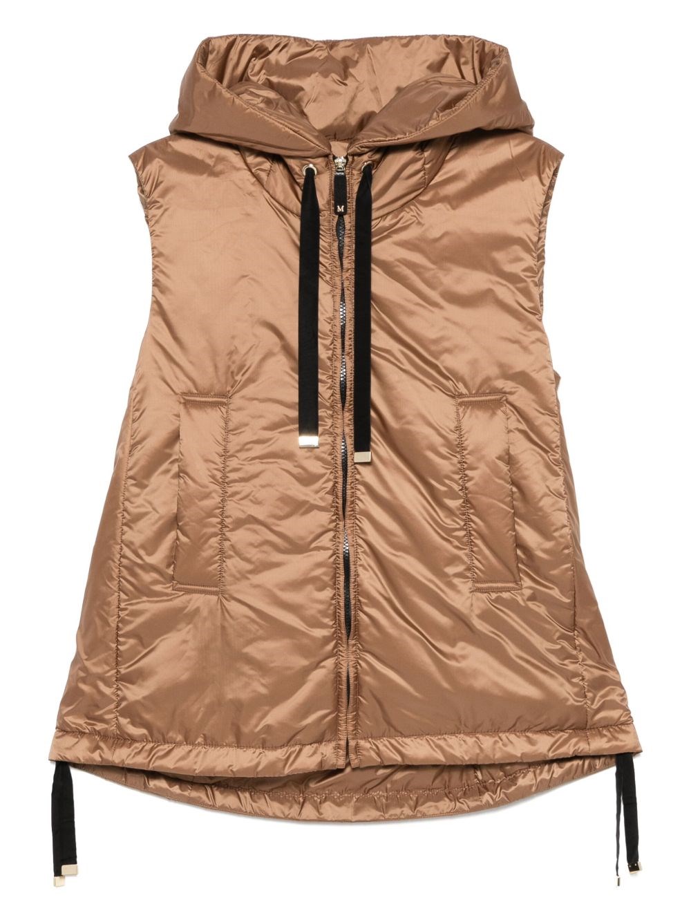 Max Mara The Cube Padded Gilet With Hood Coats Brown In Brown