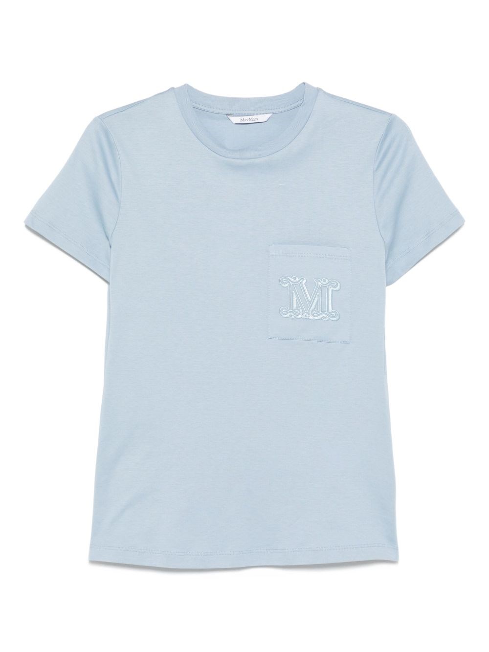 Max Mara Light Blue Logo Cotton T-shirt In Multi