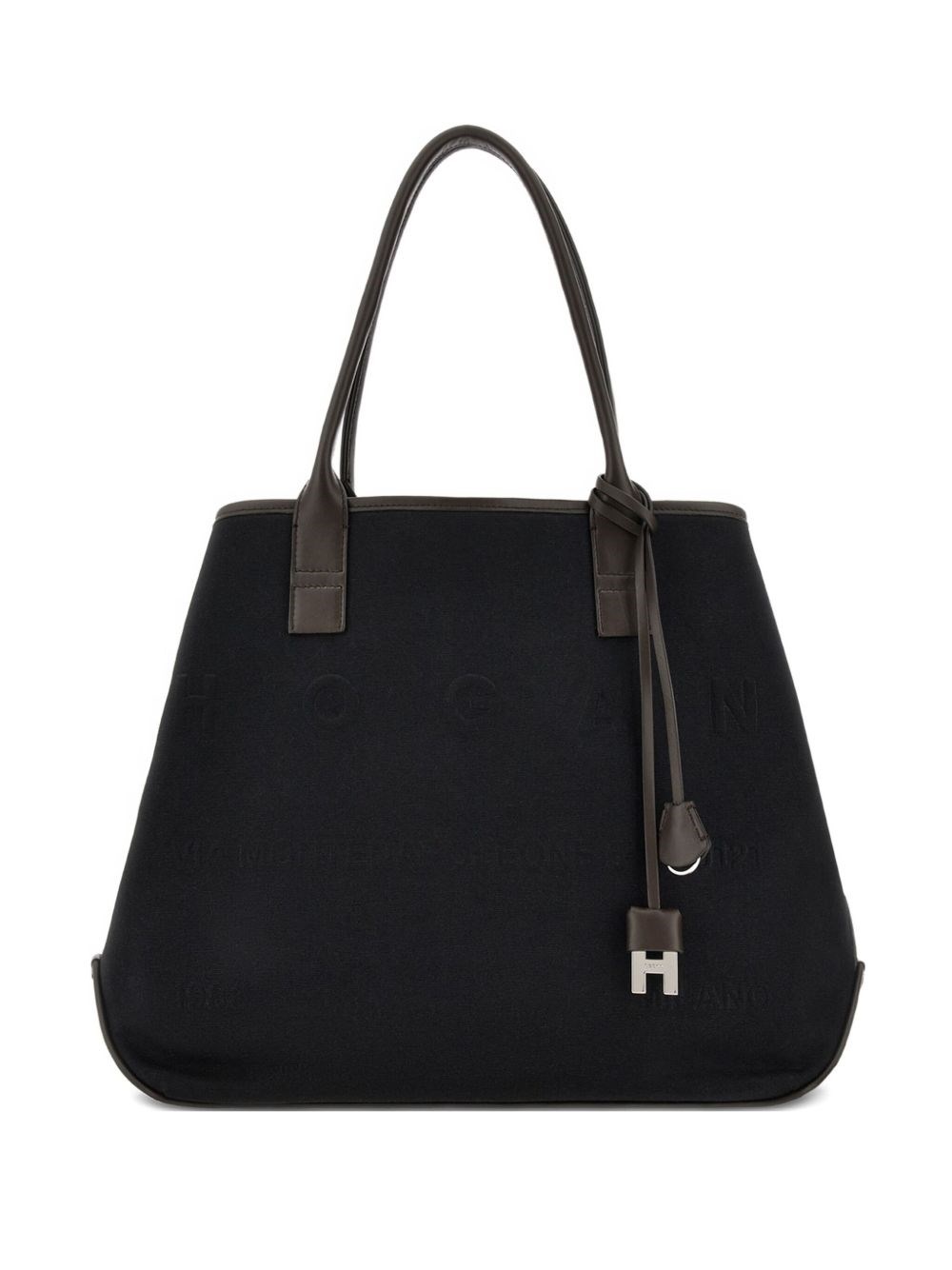 Hogan Script Medium Canvas Tote In Black