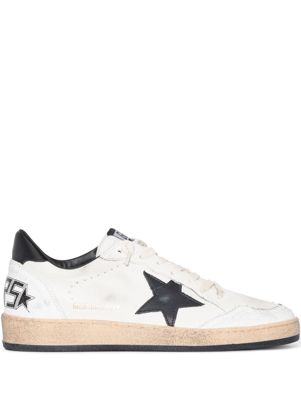 Golden Goose White And Black Leather Ball Star Sneakers In White